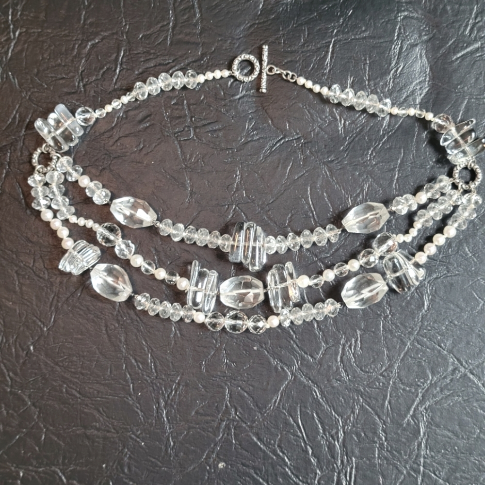 New Crystal Quartz Beaded Choker Necklace Handcrafted